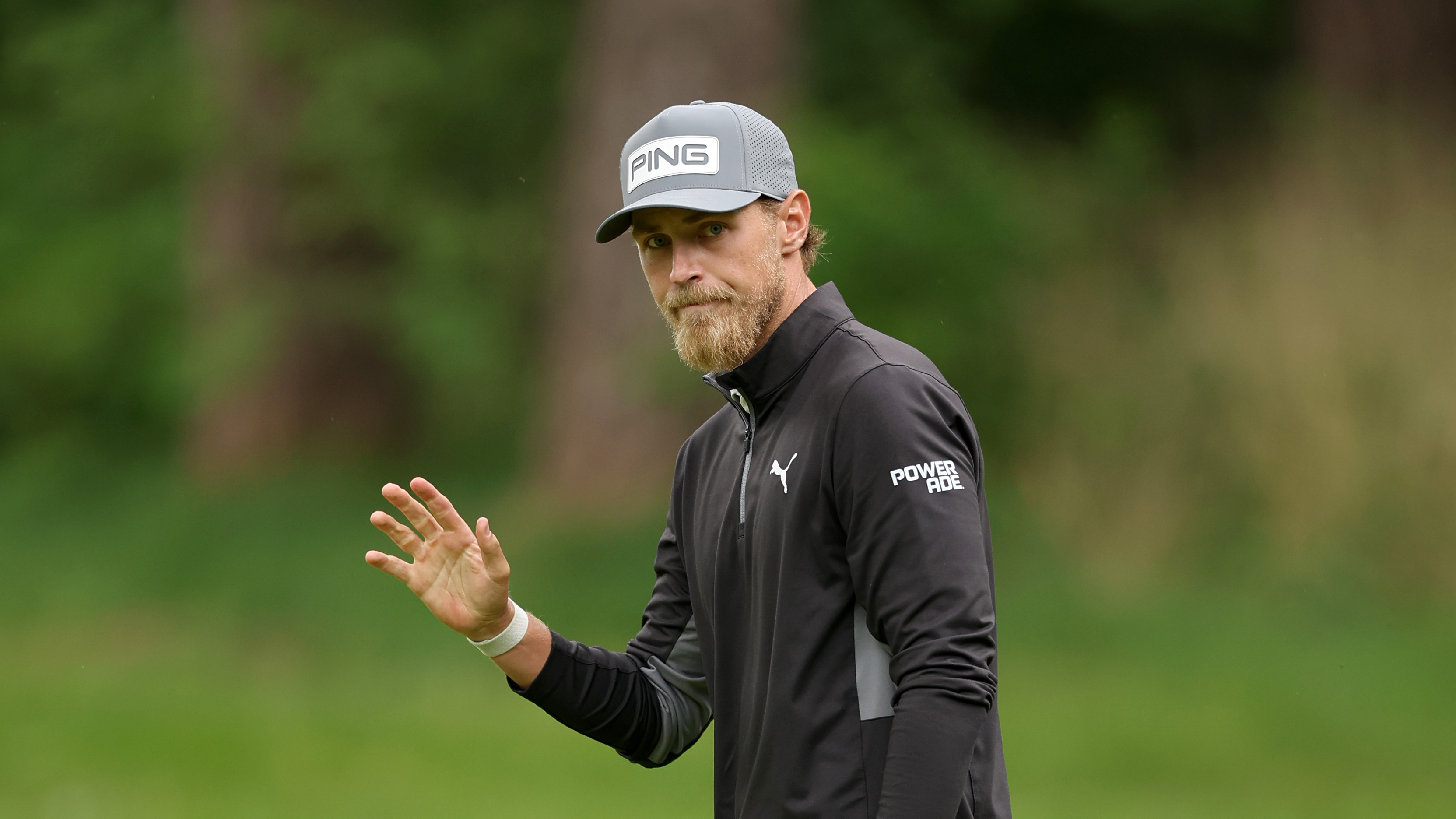 Kristoffer Reitan waves to the crowd during the final round of the 2025 Soudal Open