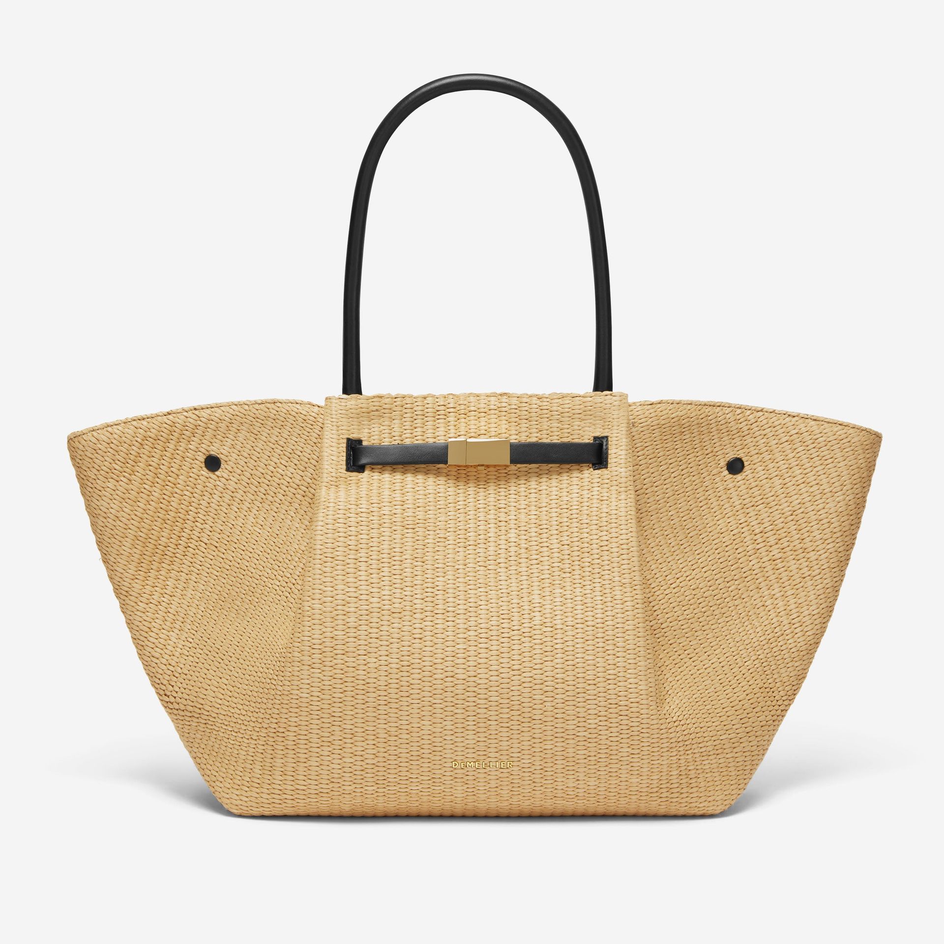 The New York | Warm Raffia Black Smooth | Demellier
