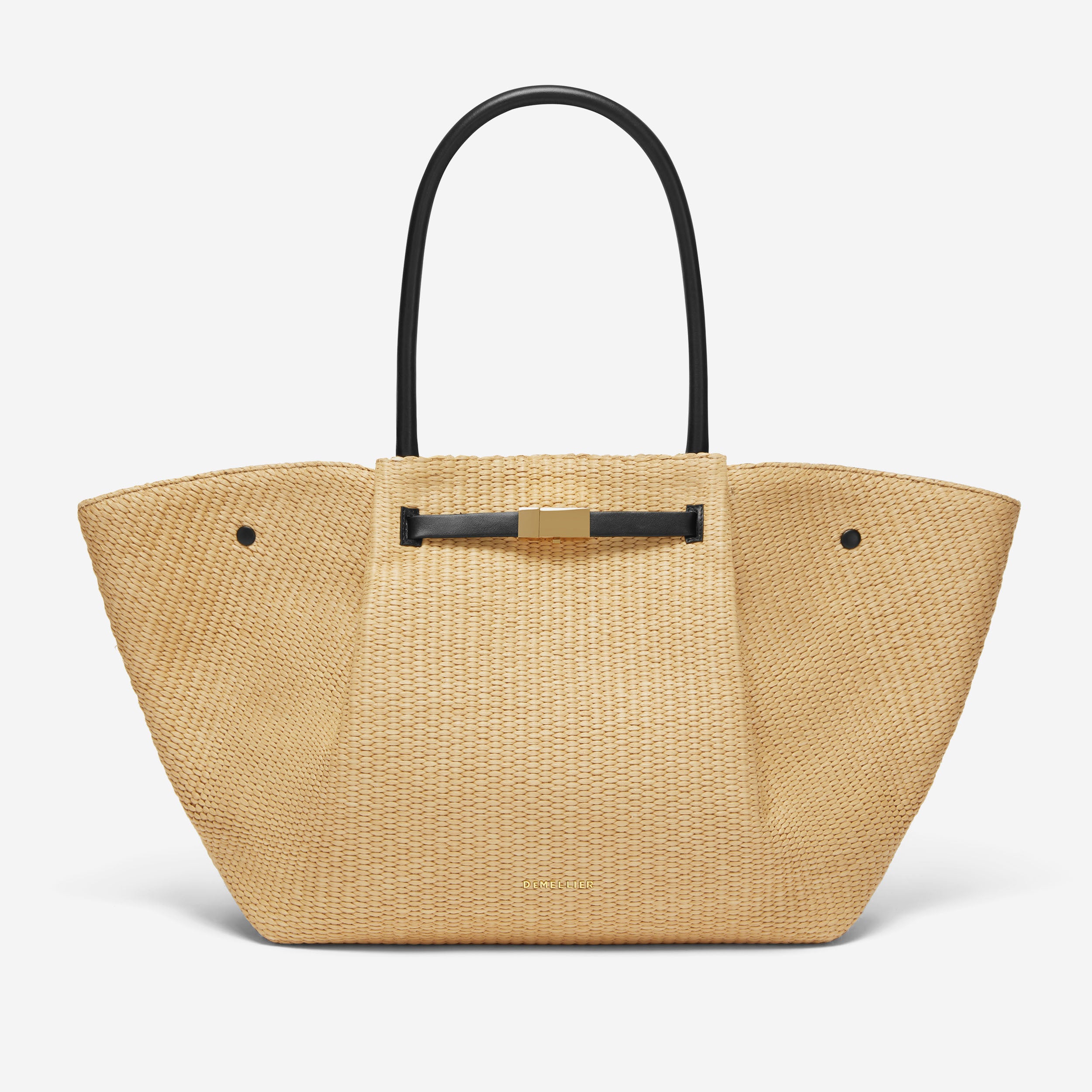 The New York | Warm Raffia Black Smooth | Demellier