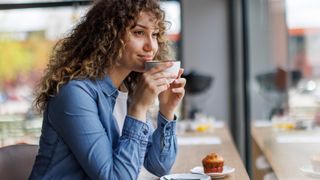 Woman at a cafe alone