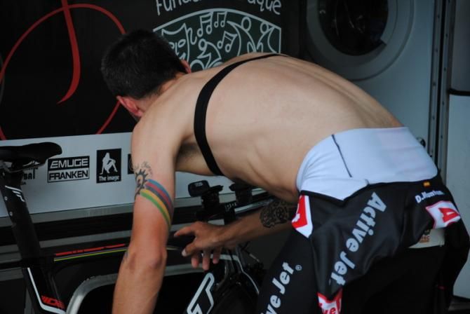 David Muntaner (Active Jet) shows his rainbow tattoo.