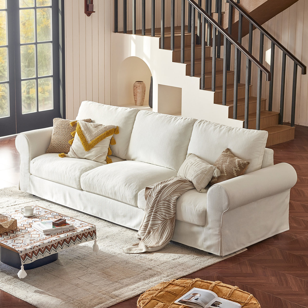 Latitude Run&amp;reg; Oversized Cloud Sofa With Washable Slipcover, Farmhouse Style, Deep Seat | Wayfair