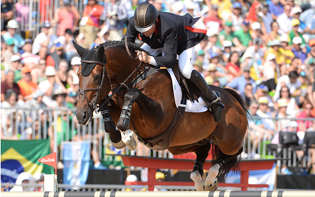 Nick Skelton GBR riding Big Star in the Individual Final of the Show Jumping Competition at the Olympic Equestrian Centre in Deodoro near Rio, Brazil on 19th August 2016