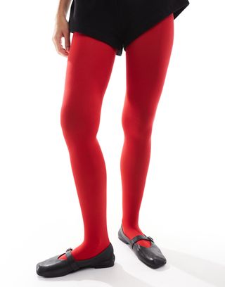 Lindex 50 Denier Super Stretch Tights in Red