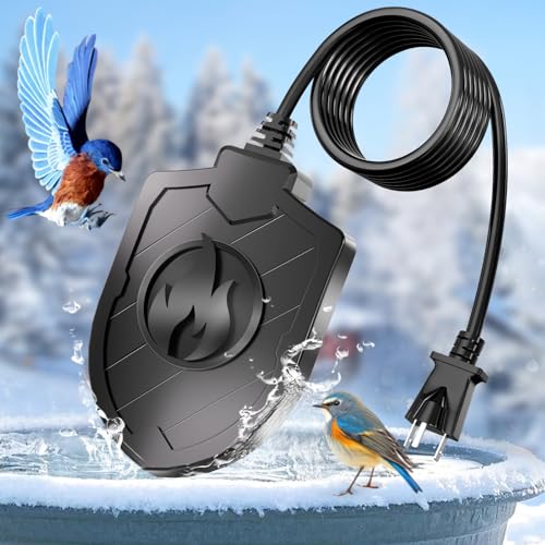 100w Bird Bath Heater for Outdoors in Winter, Birdbath Heater Deicer, Black