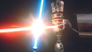 History of Star Wars PlayStation games; a star wars droid holds a lightsabre