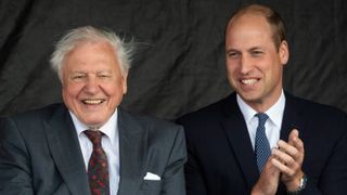 Prince William, Duke of Cambridge and Sir David Attenborough attend the naming ceremony for The RSS Sir David Attenborough on September 26, 2019 in Birkenhead, England.