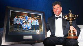 Jose Maria Olazabal with the Ryder Cup trophy