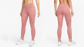 Nike Fast leggings worn by model, front and back view