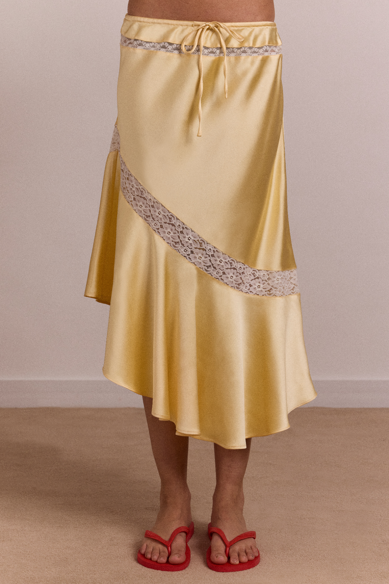 Delphia Satin Midi Skirt - Butter