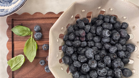 blueberries on a tray