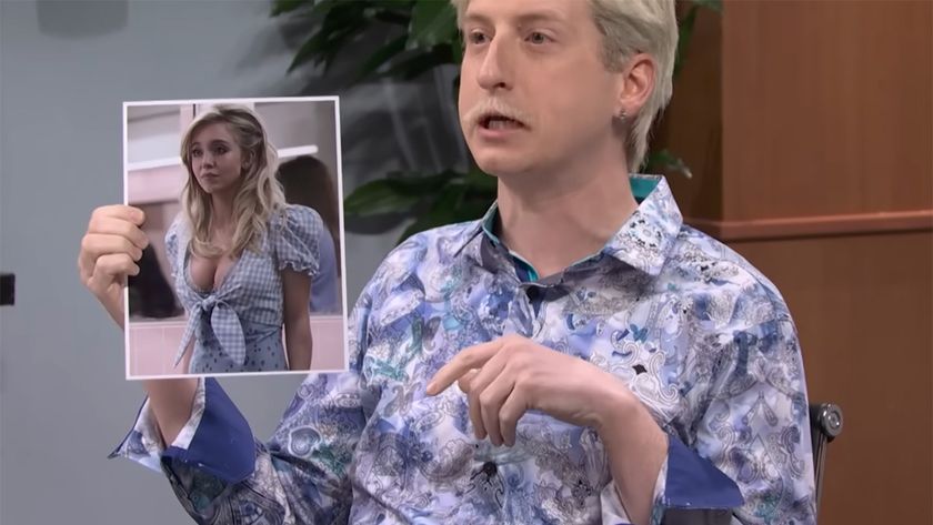 Picture of Cassie in Euphoria in the middle of a James Austin Johnson SNL Sketch.