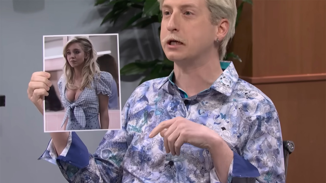 Picture of Cassie in Euphoria in the middle of a James Austin Johnson SNL Sketch.