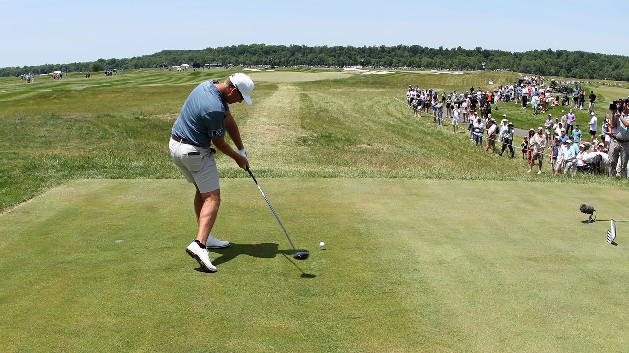 Andy Ogletree takes a shot at the 2023 LIV Golf DC tournament