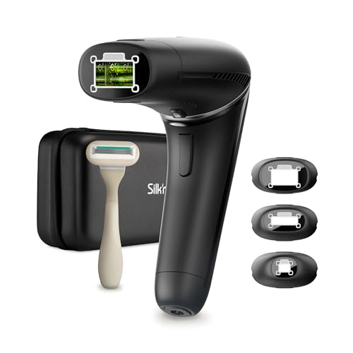 Silk'n Hair Removal Device for Women and Men - Silk'n 7 - Face and Body Ipl Hair Removal With Rotatable Head - With Storage Case, 3 Smart Heads and Razor - Color Black