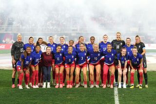 United States women Olympics 2024 squad The United States team poses for a photo after playing Costa Rica at Audi Field on July 16, 2024 in Washington, DC. (Photo by Brad Smith/ISI Photos/USSF/Getty Images for USSF)