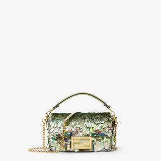 Baguette Minibag Embroidered With Iridescent Sequins