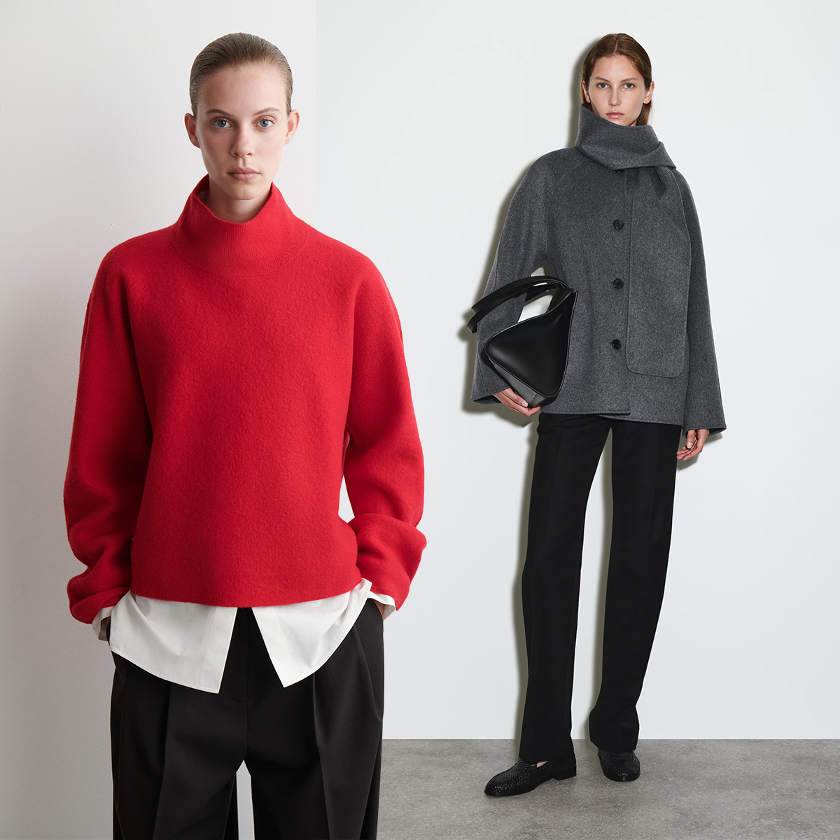 Collage COS sweaters and coats. 