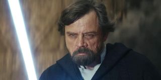 Mark Hamill scowls as Luke in Star Wars: The Last Jedi