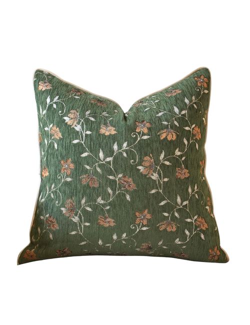 Gluviroz Green Fall Floral Throw Pillow Cover