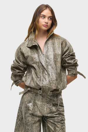 Leather Funnel Collar Jacket