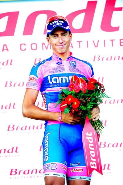Former U23 time trial world champion Adriano Malori (Lampre - ISD) was the last of the early escapees to be caught and for his effort he claimed the stage's most aggressive rider award.