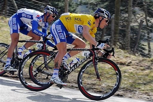 Sylvain Chavanel (Quick Step) always had a teammate nearby.