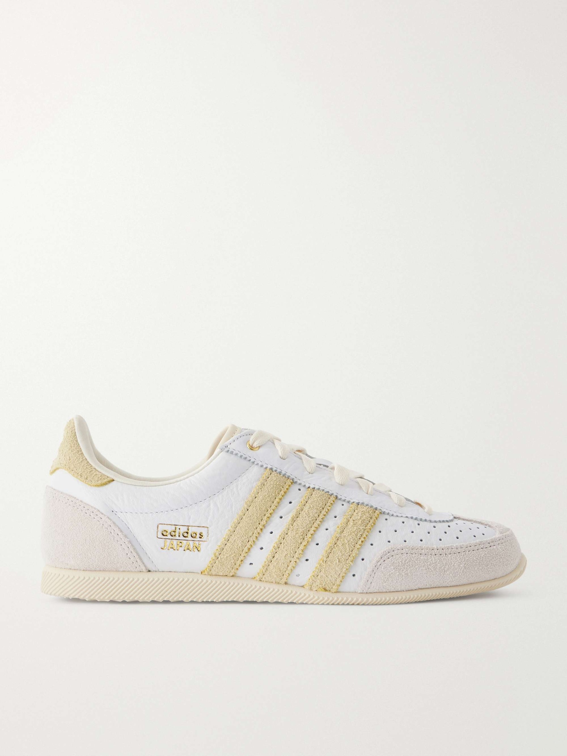 Japan W Suede-Trimmed Crinkled-Leather Sneakers