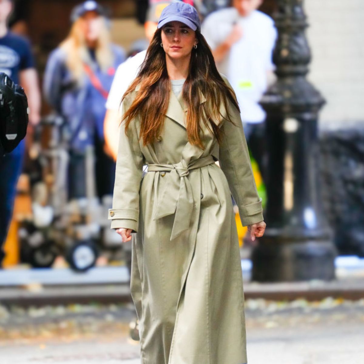 dakota johnson wearing a trench coat