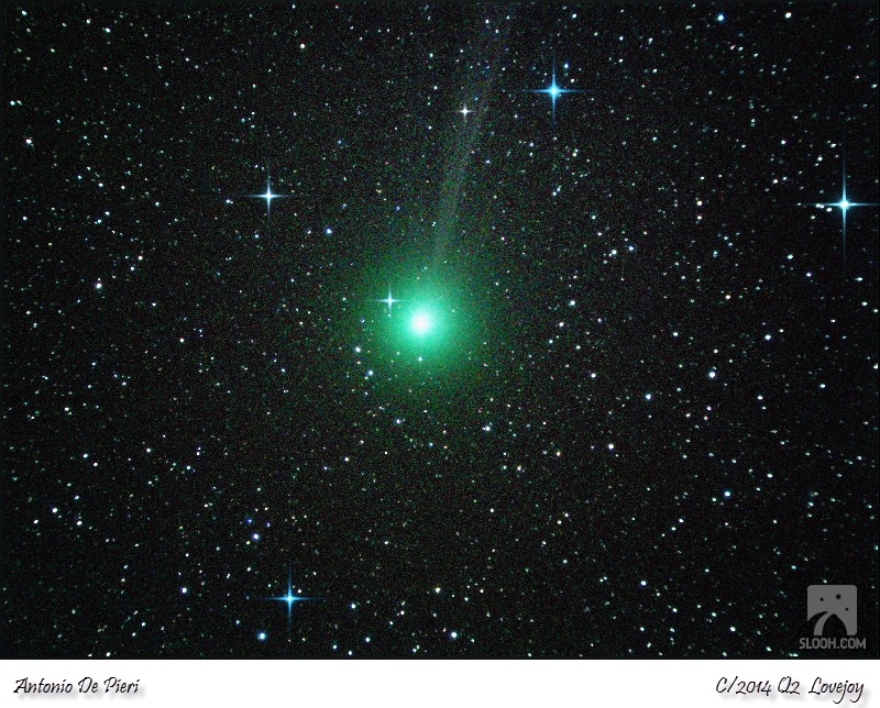 This image of Comet C/2014 Q2 Lovejoy was taken on Dec. 17, 2014 by the Slooh Community Observatory&#039;s telescope in Chile.