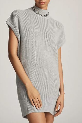 By Anthropologie Short-Sleeve Mock-Neck Sweater Mini Dress