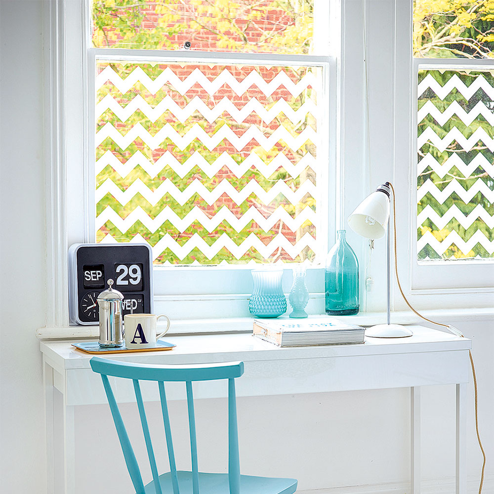 study desk with blue chair