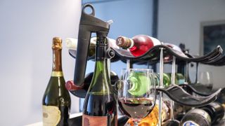 Coravin Pivot wine preservation system fitted to a bottle