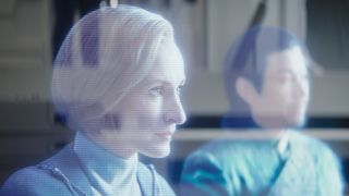 A hologram of Mon Mothma and another senator in Ahsoka episode 3
