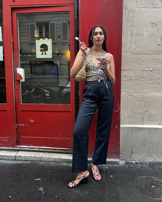 @lenafarl wearing tailored trousers