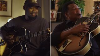 Isaiah Sharkey and George Benson, both playing a Gibson Johnny Smith