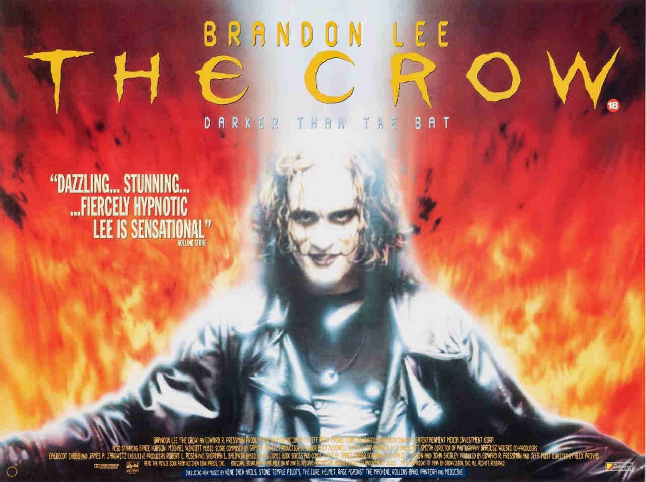 Brandon Lee appearing as Eric Draven in the movie The Crow