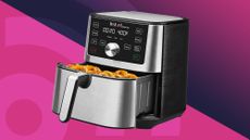 Instant Vortex 6-in-1 air fryer on pink background