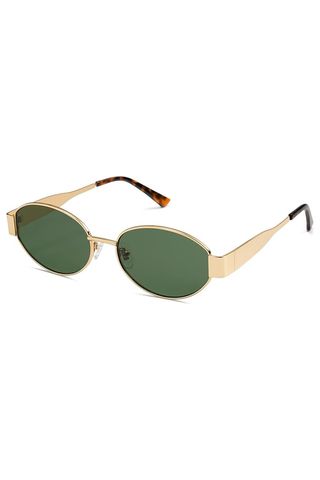 Sojos Retro Oval Sunglasses for Women Trendy Sun Glasses Classic Shades Sj1217 Gold/green Lens