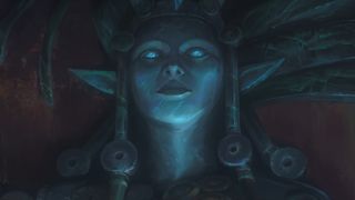 A close-up of a stone-carved Janna mural in Arcane season 2