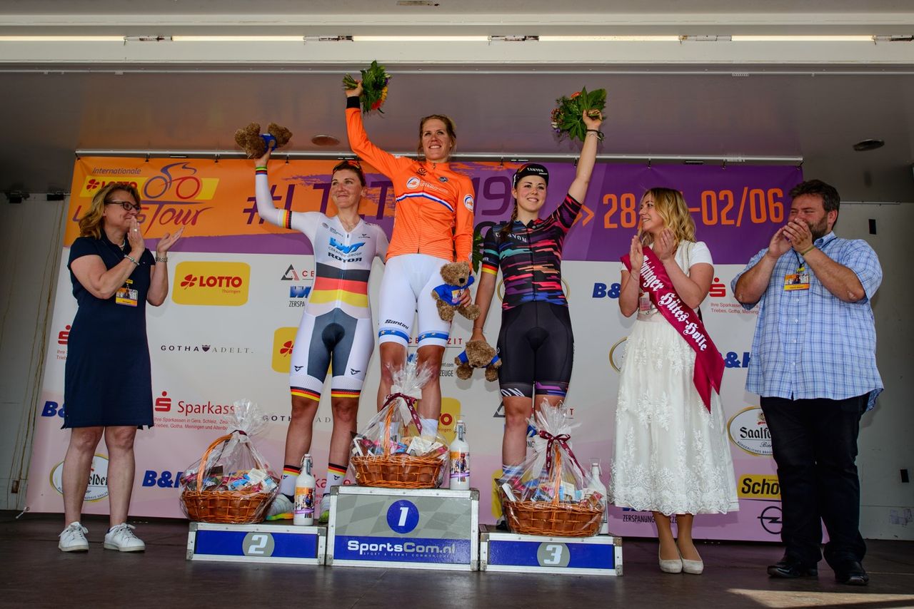 The time trial podium