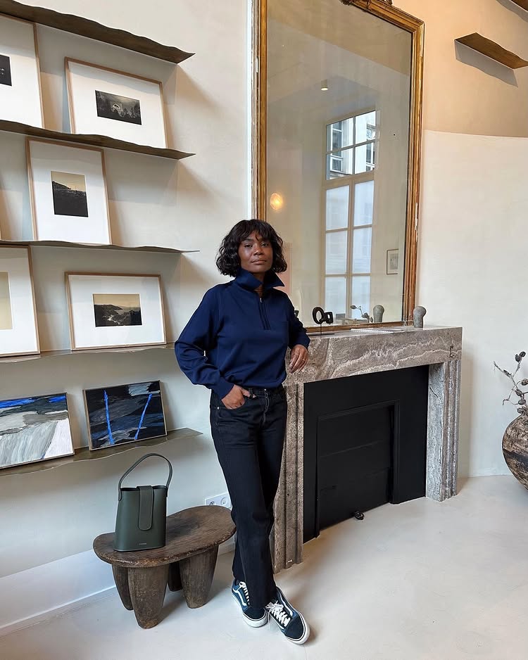 An image of @frannfyne wearing old school trainers, one of the biggest trainer trends of 2026.