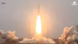 An Arianespace Ariane 6 rocket launches the French military satellite CSO-3 from Europe's Spaceport in Kourou, French Guiana on March 6, 2025.