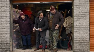 Ruth Clarke (Margo Martindale), Mike Byrne (Chris Diamantopoulos), Remy Bouchard (Guillaume Cyr) in "The Sticky" now streaming on Prime Video