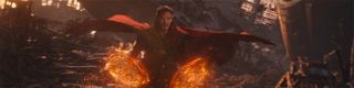 Doctor Strange (Benedict Cumberbatch) flies in Avengers Infinity War