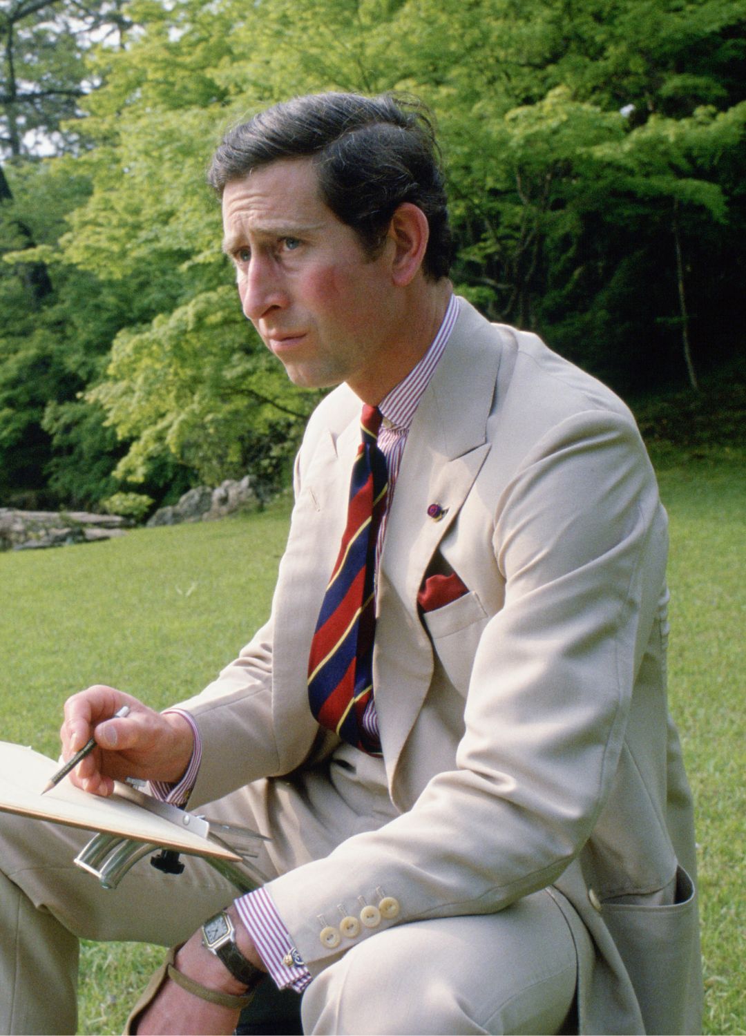 King Charles sketching in nature