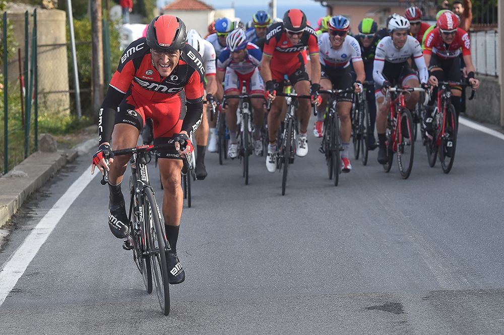 Greg Van Avermaet attacks late in the race.