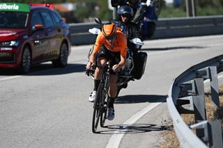 CASTELO BRANCO PORTUGAL AUGUST 19 Xabier Isasa of Spain and Team Euskaltel Euskadi competes in the breakaway during the La Vuelta 79th Tour of Spain 2024 Stage 3 a 1915km stage from Lousa to Castelo Branco UCIWT on August 19 2024 in Castelo Branco Portugal Photo by Dario BelingheriGetty Images