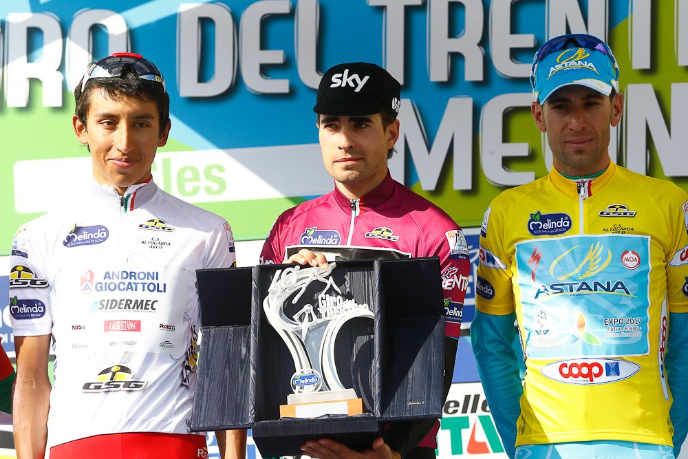 Mikel Landa on the final podium at Trentino