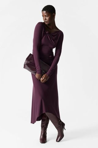 Draped Knotted Midi Dress